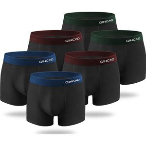 Qincao Zwarte Boxershorts Heren - Black Mix - Maat M - Multipack (6) - Premium Heren Ondergoed