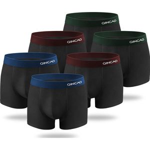 Qincao Zwarte Boxershorts Heren - Black Mix - Maat L - Multipack (6) - Premium Heren Ondergoed
