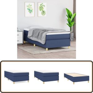 vidaXL Boxspring blauw 90x200 cm met matras Boxspringbed - Boxsprings - Tweepersoonsbed - Slaapcomfort - Pocketvering
