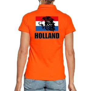 Holland met leeuw en vlag oranje poloshirt Holland / Nederland supporter EK/ WK voor dames XL