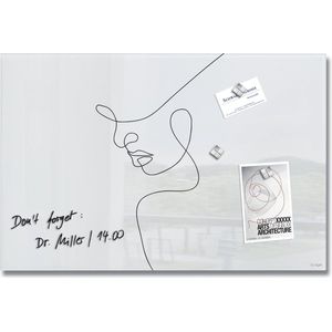 Sigel glasmagneetbord - Artverum - 60x40cm - wit Line Art - SI-GL395