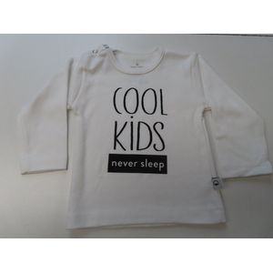 Woody Buttons- Basics - T-shirt lange mouw - Wit - Cool kids never sleep- 86/92