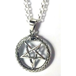 Slang Pentagram zilveren hanger (K1013) - Zilveren Ketting 50 cm