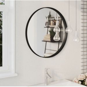 Luxaliving Spiegel Rond - Zwart- Naadloos - Metaal - Veiligheidsglas - Moderne Wandspiegel - Hal spiegel - Badkamer spiegel - Ø80