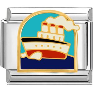 Quiges - Schakel - Bedel - 9mm - charms - Cruiseschip - Geschikt voor - Nomination- armband - Schakelarmband - italy bedels armband
