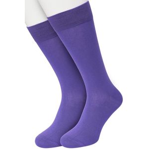 Bonnie Doon Basic Sokken Heren Paars maat 40/46 - 2 paar - Basis Katoenen Sok - Gladde Naden - Brede Boord - Uitstekend Draagcomfort - Perfecte Pasvorm - 2-pack - Multipack - Effen - Purple - OL6324012.331