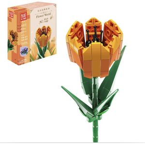 Hollandse Oranje Tulp Bloem Bouwpakket | LEGO® Compatible | Tulpen | Bloemen | Bloemstuk | 85 Bouwstenen | Toy Brick Lighting®
