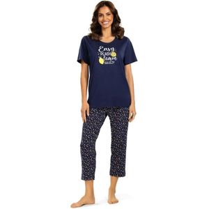 Comtessa Dames Pyjama - Katoen - Zomer - 7/8 broek - Blauw easy peasy - Maat 44