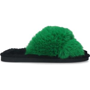 Sacha - Dames - Groene cross strap pantoffel slippers - Maat 36