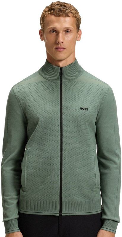 BOSS - Gebreid Vest - Regular Fit - Stretchmateriaal - Gestructureerde Voorkant