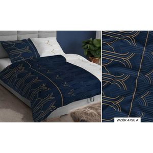 Satijnen Kussensloep 50x60cm Blauw Wit Geometrisch met Rits