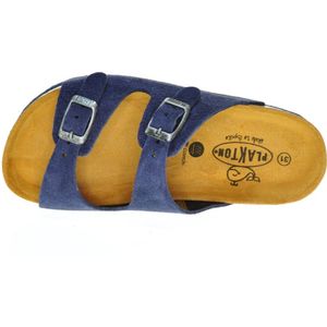 Lederen Instapper Blauw Nubuck Plakton Gespen maat 30