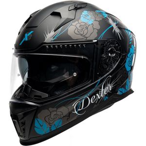 Motor Integraal Helm EROS FELINE Zwart/Turquoise mat XS van MOTOBLOUZ