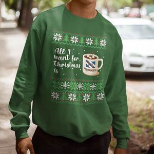 Foute Kerst Trui Groen All I Want For Christmas Is Poeiermolke XS
