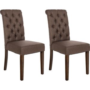 CLP - Lisburn - Eetkamerstoelen - Bruin - Stof - Set van 2