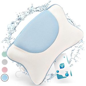 Badkussen Blauw M, Luxe Nekkussen met Zuignappen, Bad kussen voor Home Spa, Orthopedisch Hoofd, Nek & Schouders Steun, Nekkussen, Bad Kussen Nek, Badkussen Voor Bad en Bakuip Nekkussen