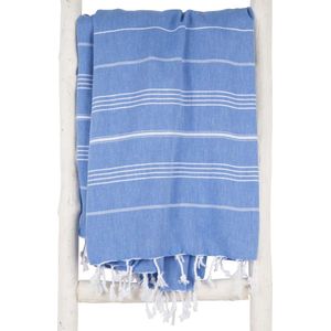 ZusenZomer Hamamdoek XXL - 160 x 215 - extra groot hamam badlaken 2 persoons - hard blauw