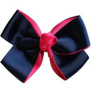 Jessidress Meisjes Haarclip Haarstrikje Haaraccessoire - Donker Blauw/Roze