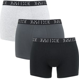 HOM Patrick #2 long boxer briefs (3-pack) - heren boxers normale lengte - zwart - grijs - grijs - Maat: XXL