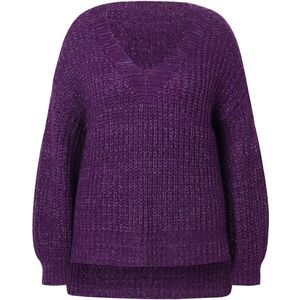Janet & Joyce - Dames - Trui oversized V-hals - Paars - Maat 42+