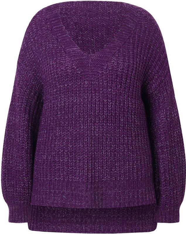 Janet & Joyce - Dames - Trui oversized V-hals - Paars - Maat 42+