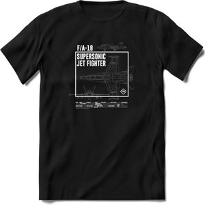 F-18 Vliegtuig T-Shirt | Unisex leger Kleding | Dames - Heren Straaljager shirt | Army F16 | Grappig bouwpakket Cadeau | - Zwart - L