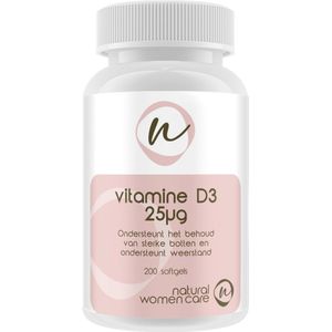 Natural Women Care - Vitamine D3 - 25mcg - Ondersteunt instandhouding van de weerstand - Ondersteunt een goede werking van de spieren