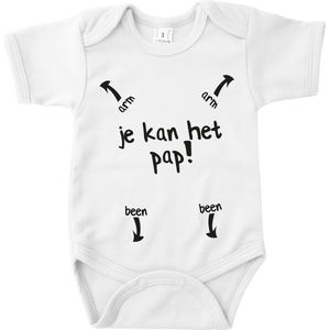 Vaderdag Cadeau - Romper Je kan het pap! - Maat 56 - Kleur Wit - 100% Katoen
