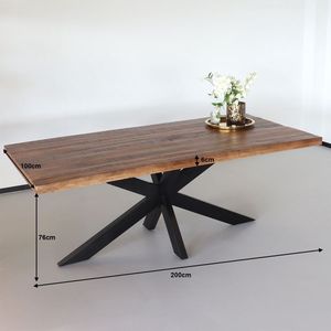 Eettafel langwerpig mangohout 200cm John langwerpige tafel duurzaam mango eetkamertafel