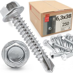 LUN FIX - DIN7504K schroef zelftappende 6.3x38 ZN - voor het bevestigen van materialen - 250 stuks