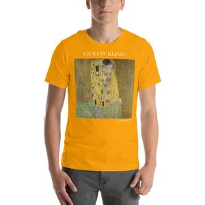 Famous Piece - Kunst T-shirt - Gustav Klimt 'The Kiss' - Unisex - Goud - M
