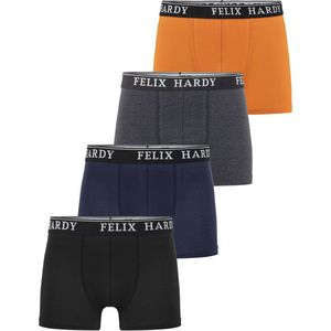 Felix Hardy - Boxershort Multipack - Onderbroek - Zwart-Navy-Donkergrijs-Oranje - 4 Pack - 97% Katoen