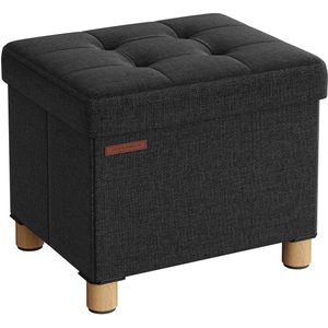 Kussenbox - Kruk - Bank - Opbergbox - Opbergruimte - 32 cm x 40 cm x 33,5 cm - Zwart