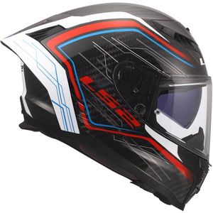 LS2 FF807 Dragon integraalhelm Subic glans wit blauw rood carbon zwart XXL