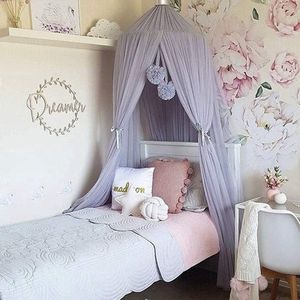 Bed Luifel voor meisjes - Prinses Bed Luifel Klamboe Kinderkamer Speelkamer Decor Dome Premium Garen Netting Gordijnen Baby Game Dream Kasteel, Grijs