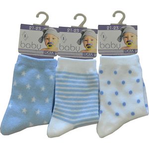Baby sokjes - maat 19/20 - licht blauw - 12 paar - 90% KATOEN - Naadloos