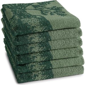 DDDDD - 6x Keukendoek - Set van 6 stuks - Katoen - Groentenprint - 50x55 cm - Badstof - Groen