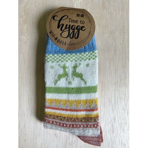 Hygge warme sokken met 37% wol (groene boord)maat 35-38 (ook leuk om kado te geven !)