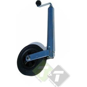 Neuswiel 48mm kunststof, Steunwiel, min. Hoogte 530mm, max. Hoogte 790mm, wiel is 200 x 50mm, massief rubber