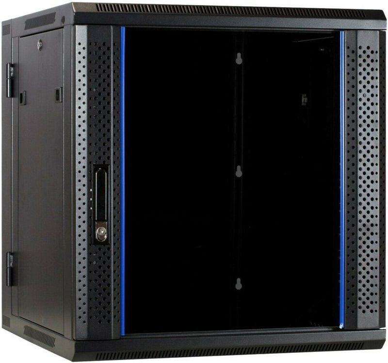 DSIT 12U wandkast (kantelbaar) met glazen deur 600x600x635mm (BxDxH) - serverbehuizing - serverrack - serverkast - 19 inch