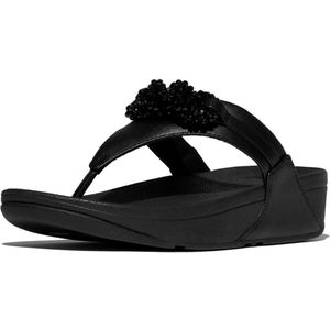 FitFlop - Lulu Beaded-Chain Leather Toe-Post Sandals - Zwart - Slipper