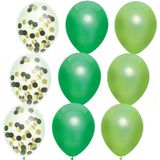 Haza Ballonnen - groen kleuren mix verjaardag/thema feest - 12x stuks