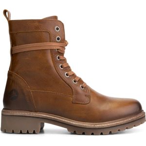 Travelin' Kylland hoge leren veterboots dames - Cognac bruin leer