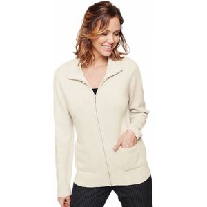 Dik gebreid, effen, halflang vest met rits