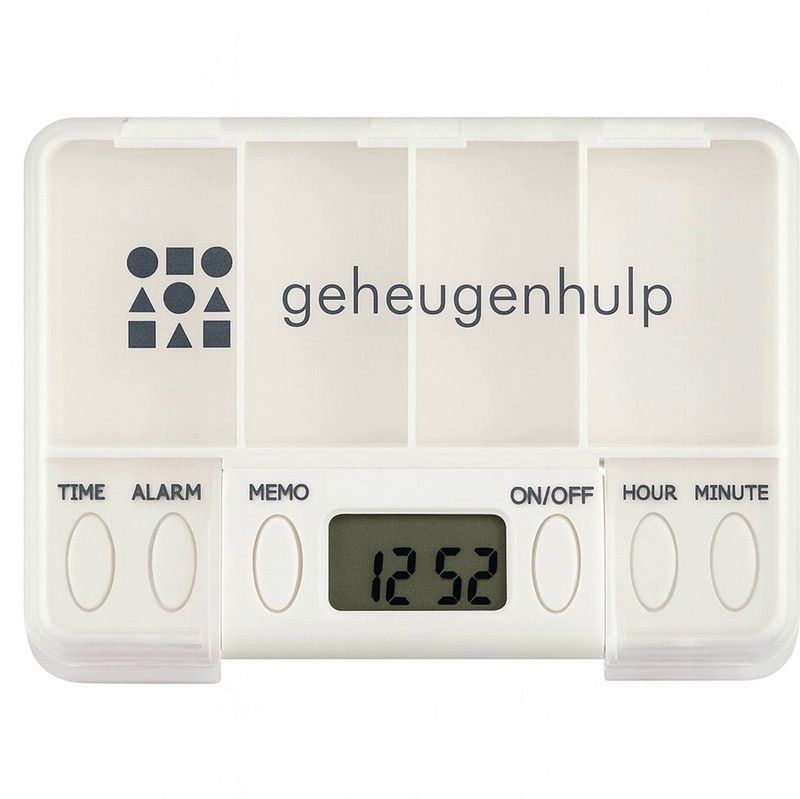 Medicijndoos - Wit - Geheugenhulp - Compact met 4 Alarmen