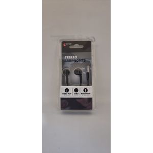 2x Sologic Stereo earphones 3,5mm jack - cable 1.2m - microphone (wit & zwart)