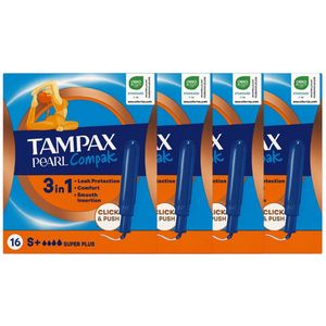 Tampax Pearl Compak Tampon Super - 4X16 Stuks VOORDEELVERPAKKING