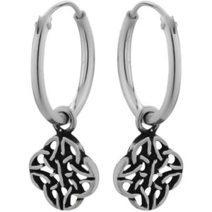 Zilveren oorbellen | Oorringen met hanger | Zilveren Oorringen met hanger, Keltische knoop