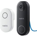 Reolink Video Deurbel PoE Met Chime - Slimme deurbel met camera - (PoE) aansluiting - 2,4/5GHz dual-band wifi - Persoonsdetectie - Speaker en Microfoon - Zwart/Wit