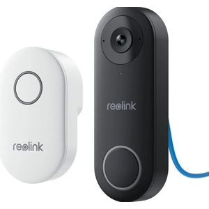 Reolink Video Deurbel PoE Met Chime - Slimme deurbel met camera - (PoE) aansluiting - 2,4/5GHz dual-band wifi - Persoonsdetectie - Speaker en Microfoon - Zwart/Wit